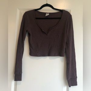 Aritzia Tna Waffle long sleeve cropped top